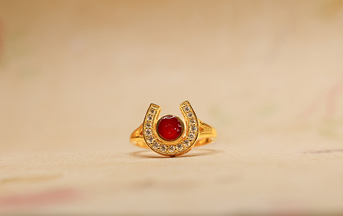 Horseshoe Ring Featuring Fabric From Elvis Owned Clothing With Letter of Authenticity
