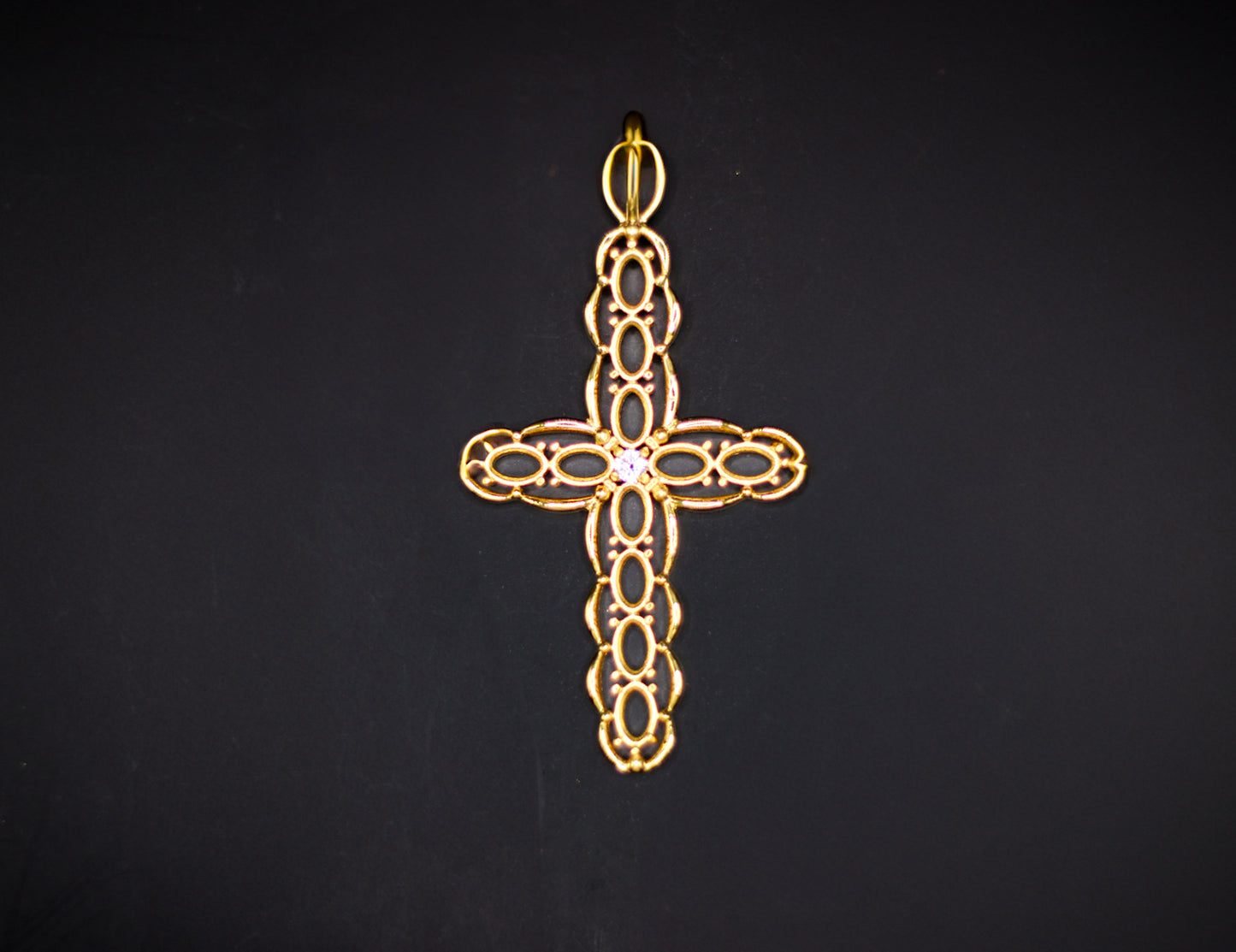 Men’s Vermeil Cross Featuring Fabric From Elvis Owned Clothing With Letter Of Authenticity