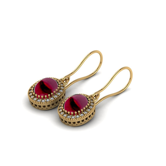 Legendary Garnet Halo Drop Earrings