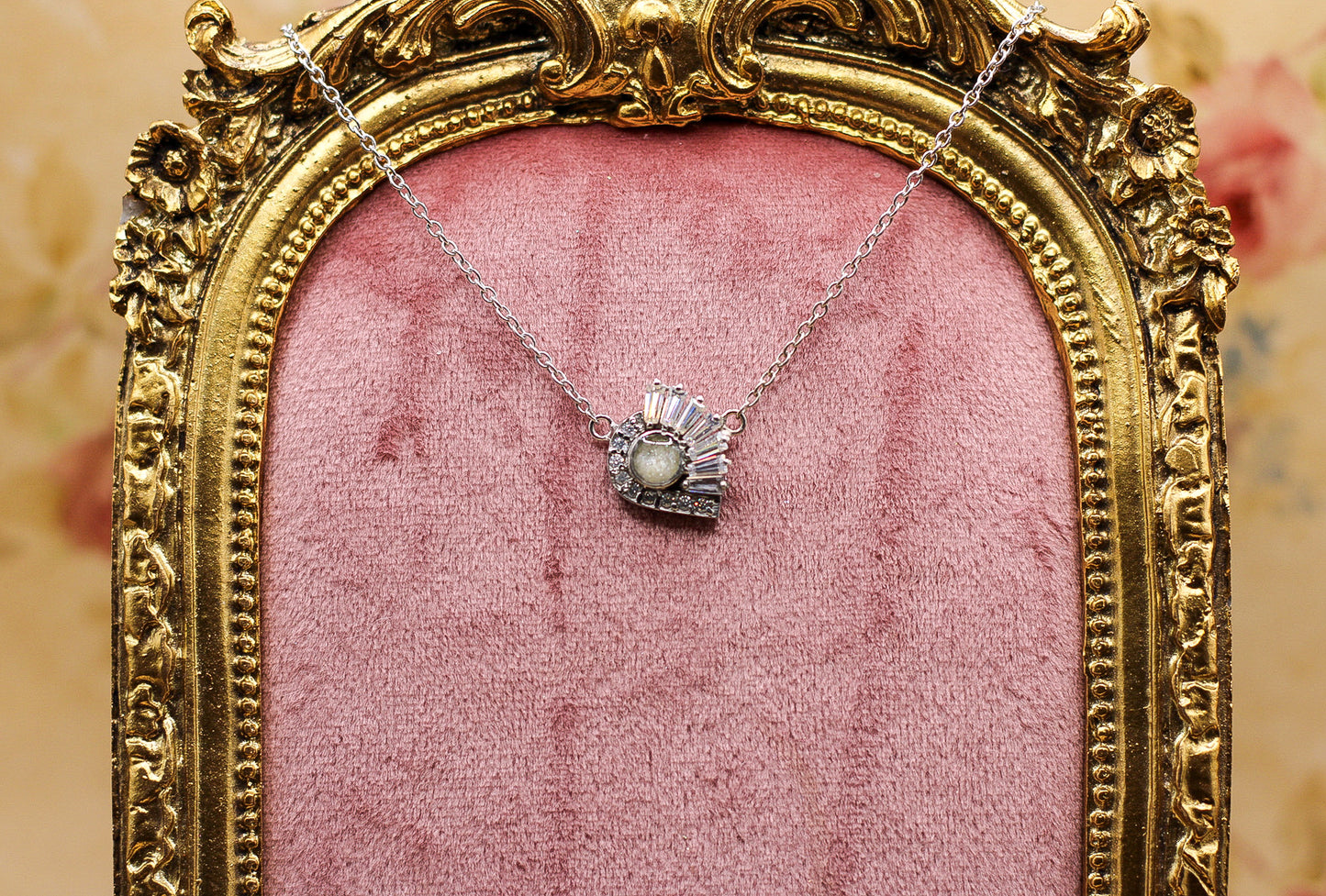 The Satnin' pendant featuring fabric from Elvis owned clothing with letter of authenticity