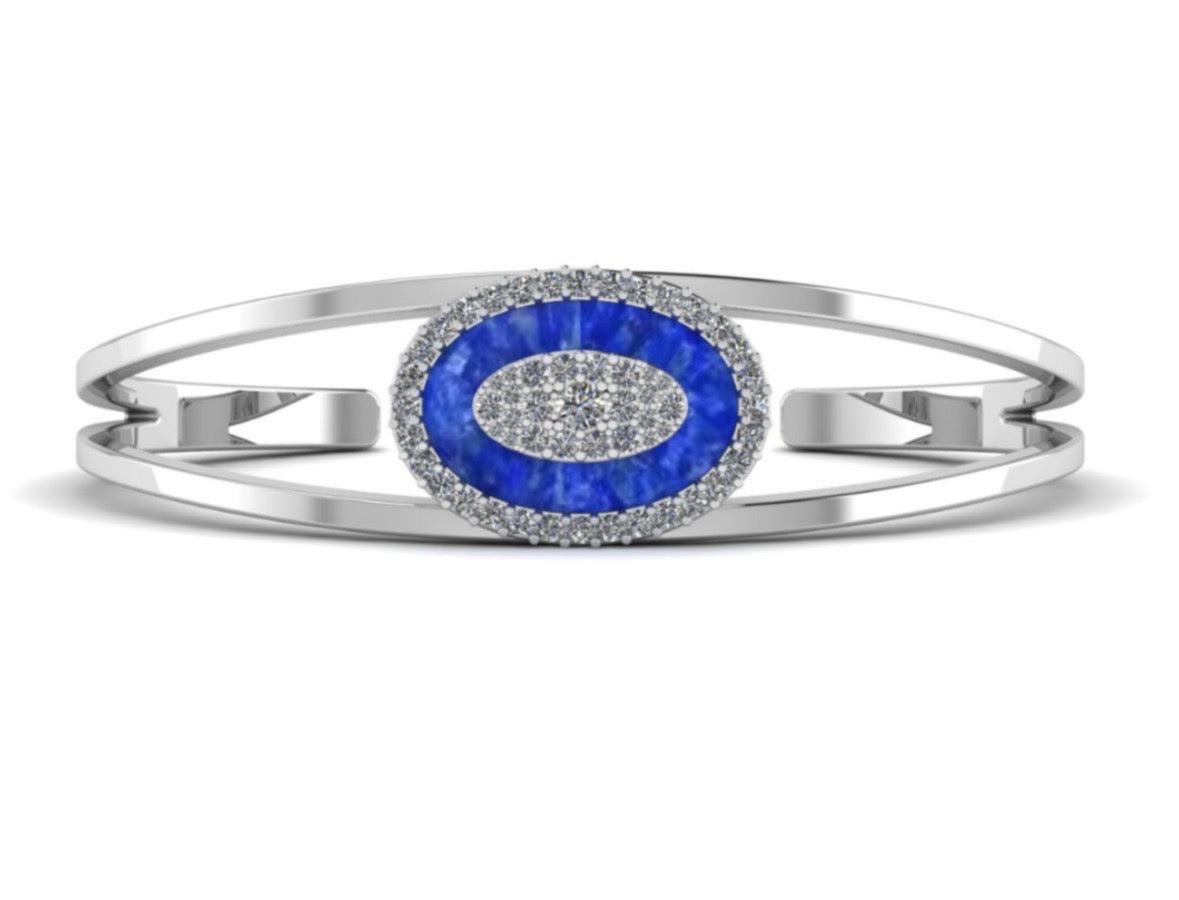 The last love bangle with moissanite featuring fabric from Elvis owned clothing with letter of authenticity