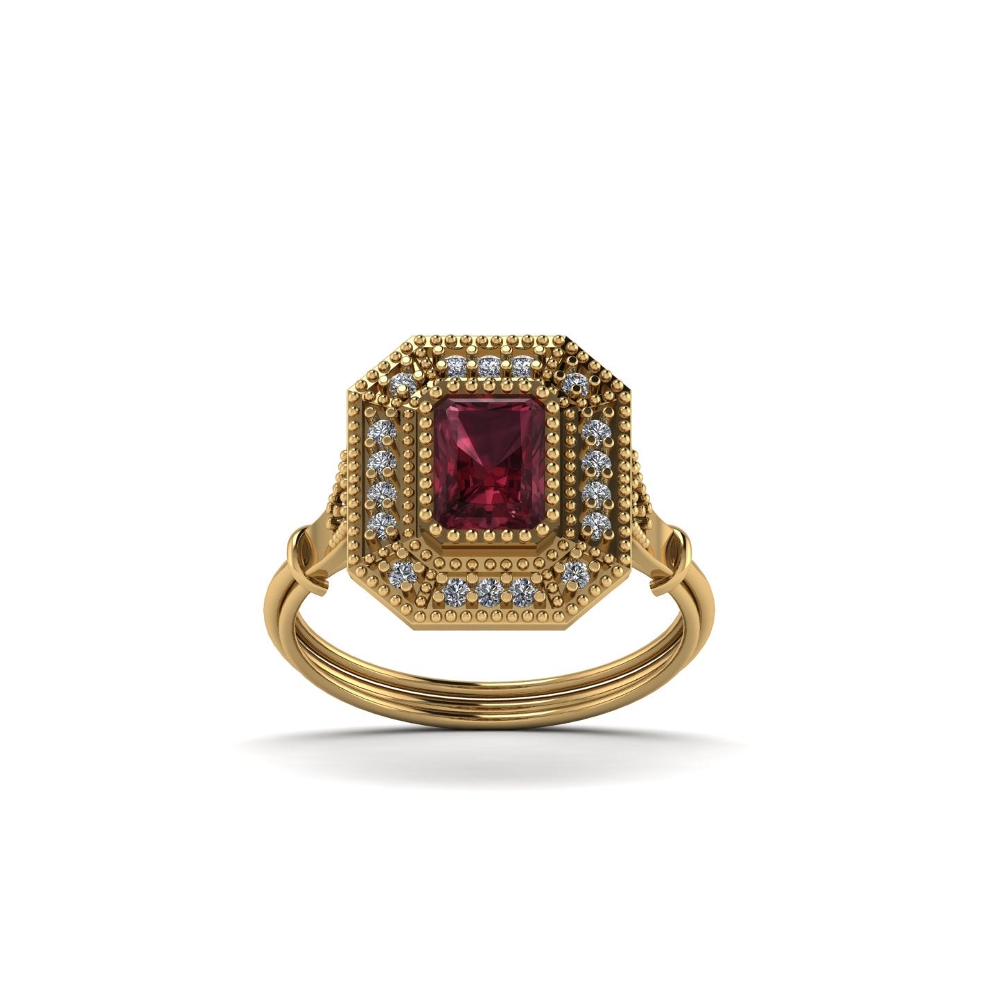 Legendary Garnet Emerald Halo Ring