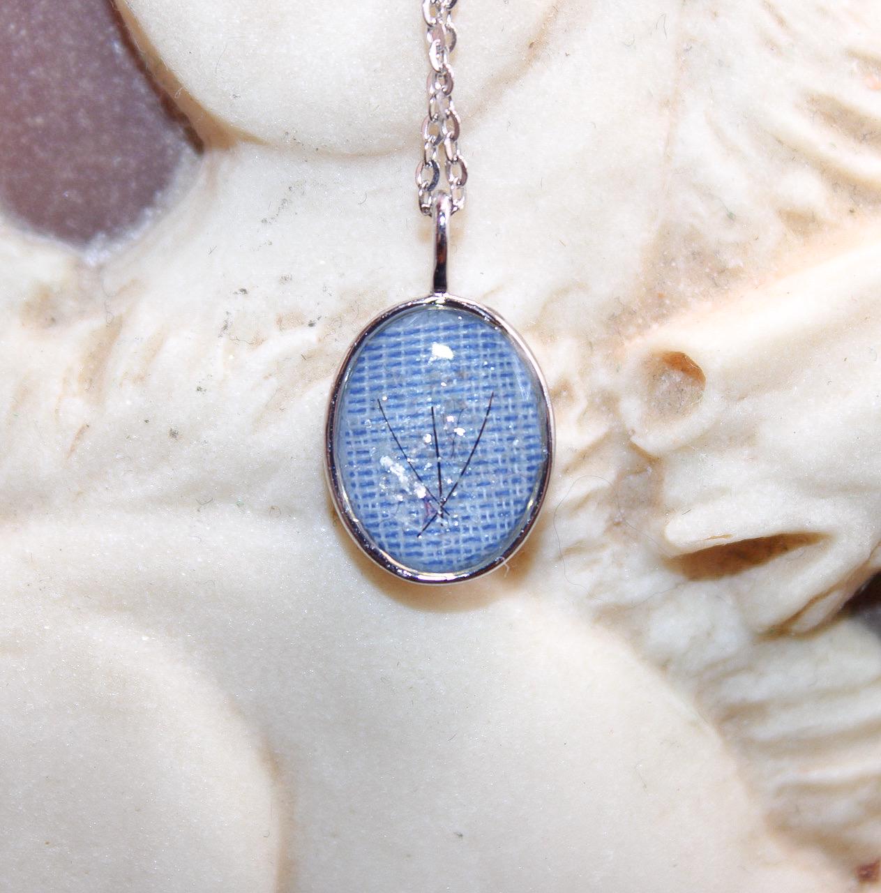 Oval Memorial Necklace for Ashes, Hair, Fabric, Breastmilk