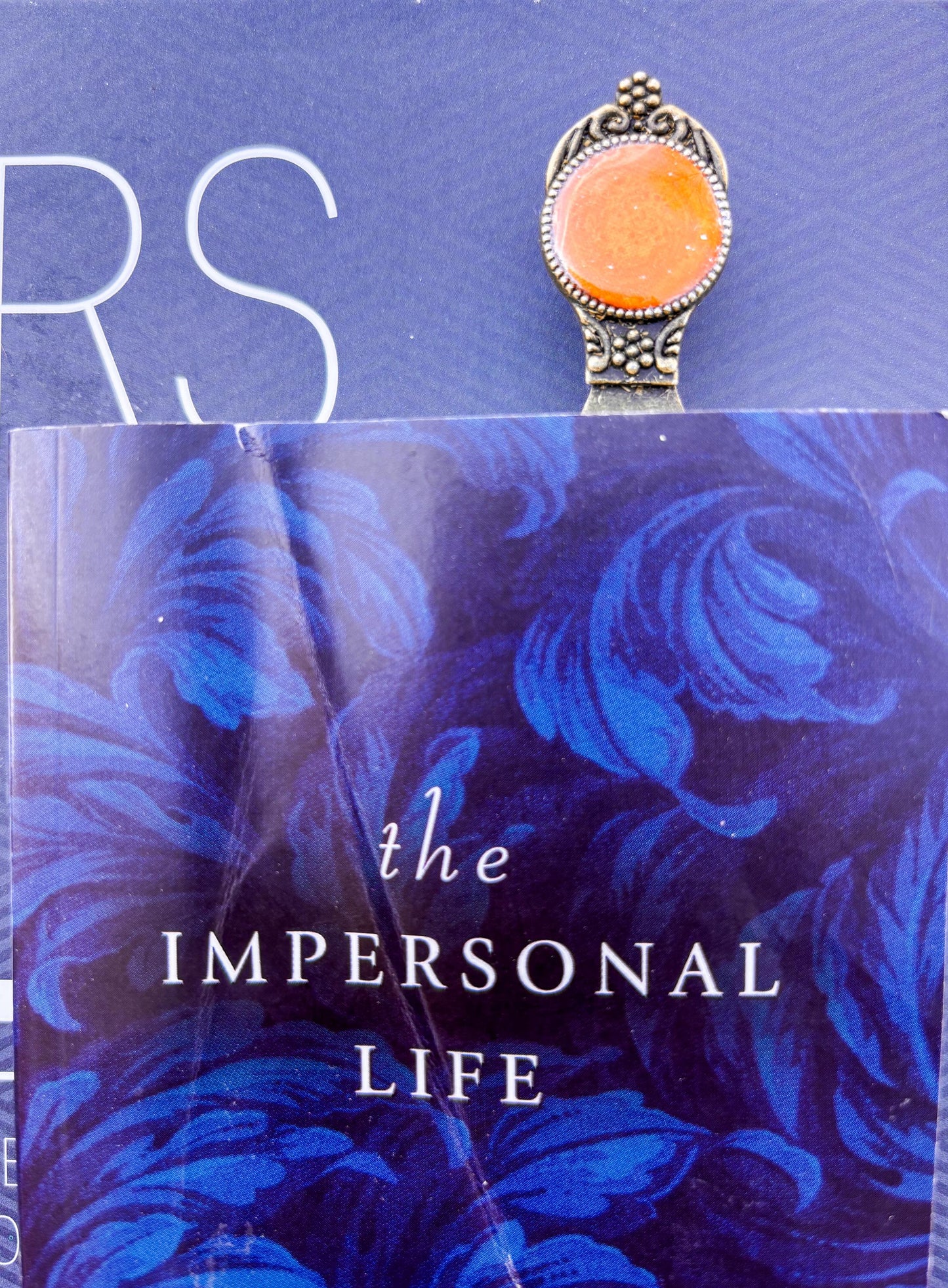 Antique Bronze Bookmark Featuring Fabric From Elvis Owned Clothing With Letter Of Authenticity