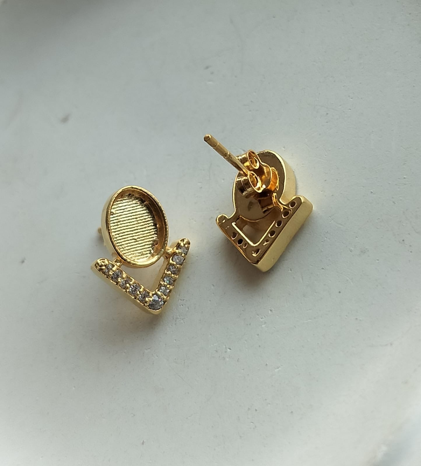 The 68 Collection-Vermeil Stud Earrings Featuring Fabric From Elvis Owned Clothing With Letter Of Authenticity