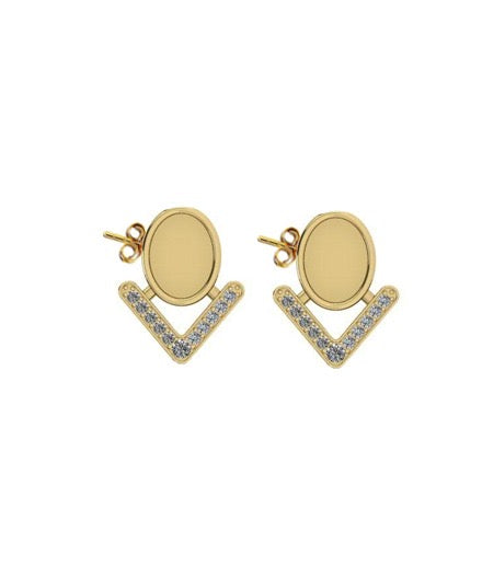 The 68 Collection-Vermeil Stud Earrings Featuring Fabric From Elvis Owned Clothing With Letter Of Authenticity