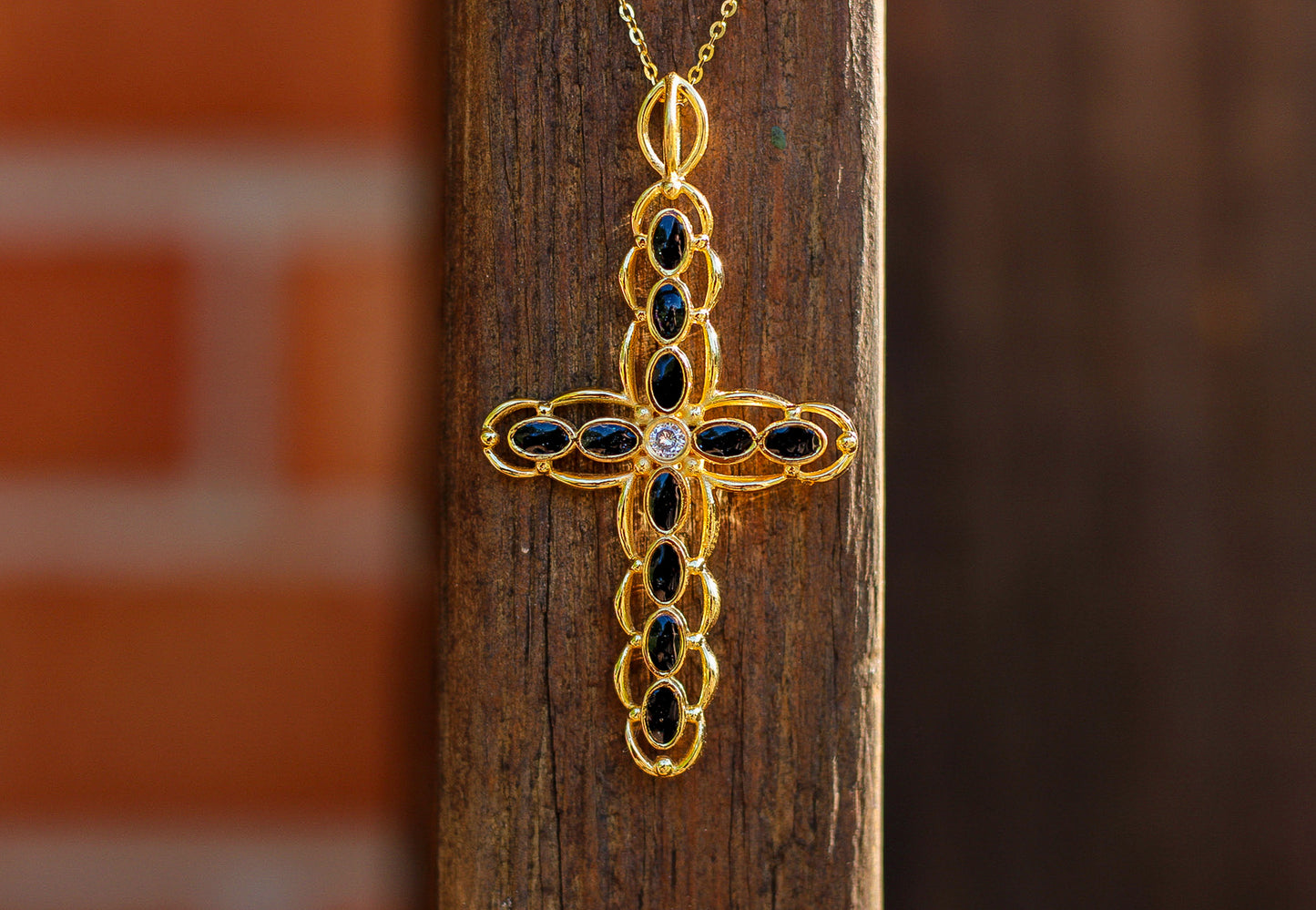 Men’s Vermeil Cross Featuring Fabric From Elvis Owned Clothing With Letter Of Authenticity