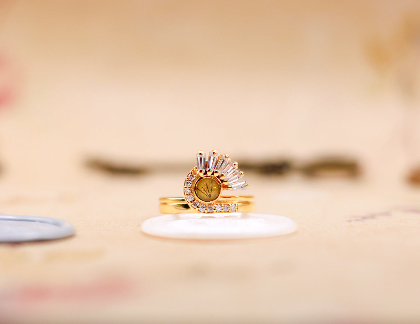 The Satnin’ Ring featuring fabric from Elvis owned clothing with letter of authenticity