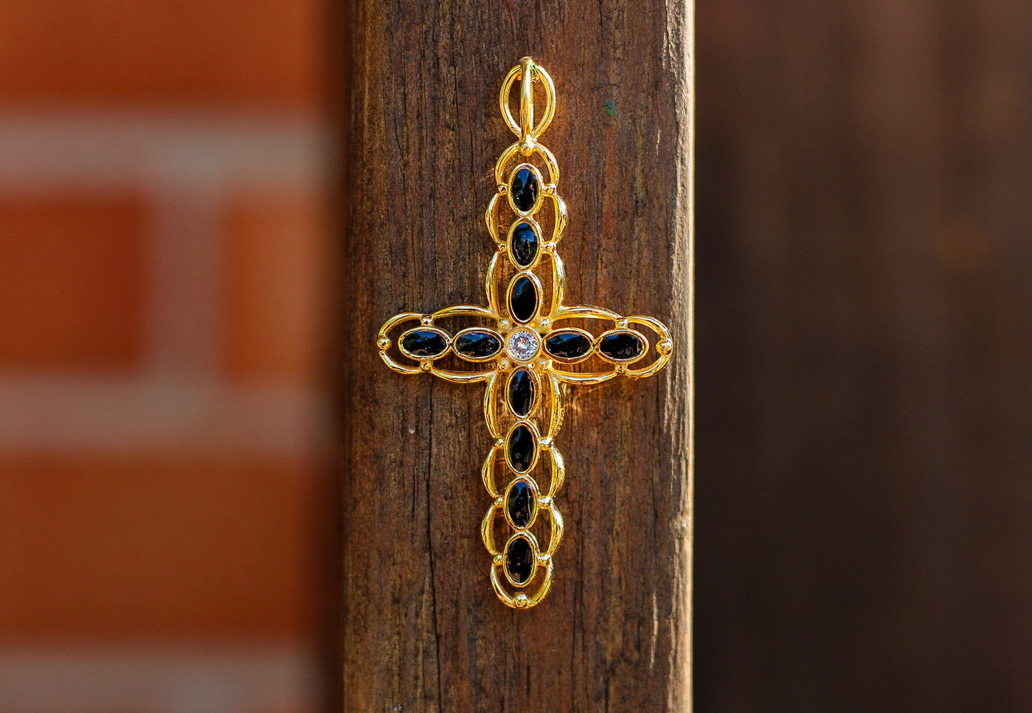 Men’s Vermeil Cross Featuring Fabric From Elvis Owned Clothing With Letter Of Authenticity