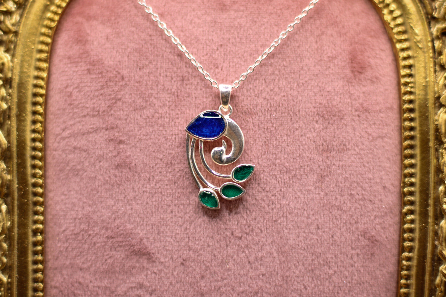 The Peacock- Pendant Necklace Featuring Fabric From Elvis Owned Clothing With Letter of Authenticity