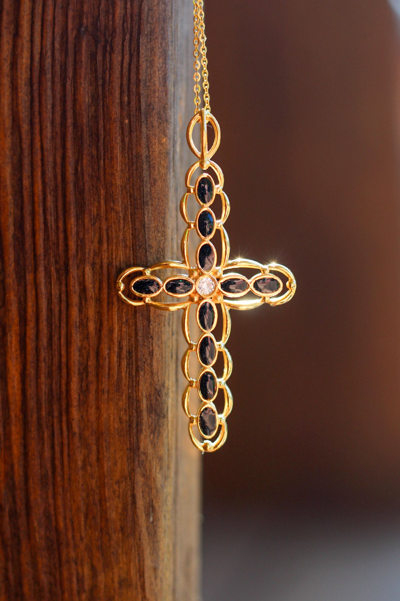 Men’s Vermeil Cross Featuring Fabric From Elvis Owned Clothing With Letter Of Authenticity