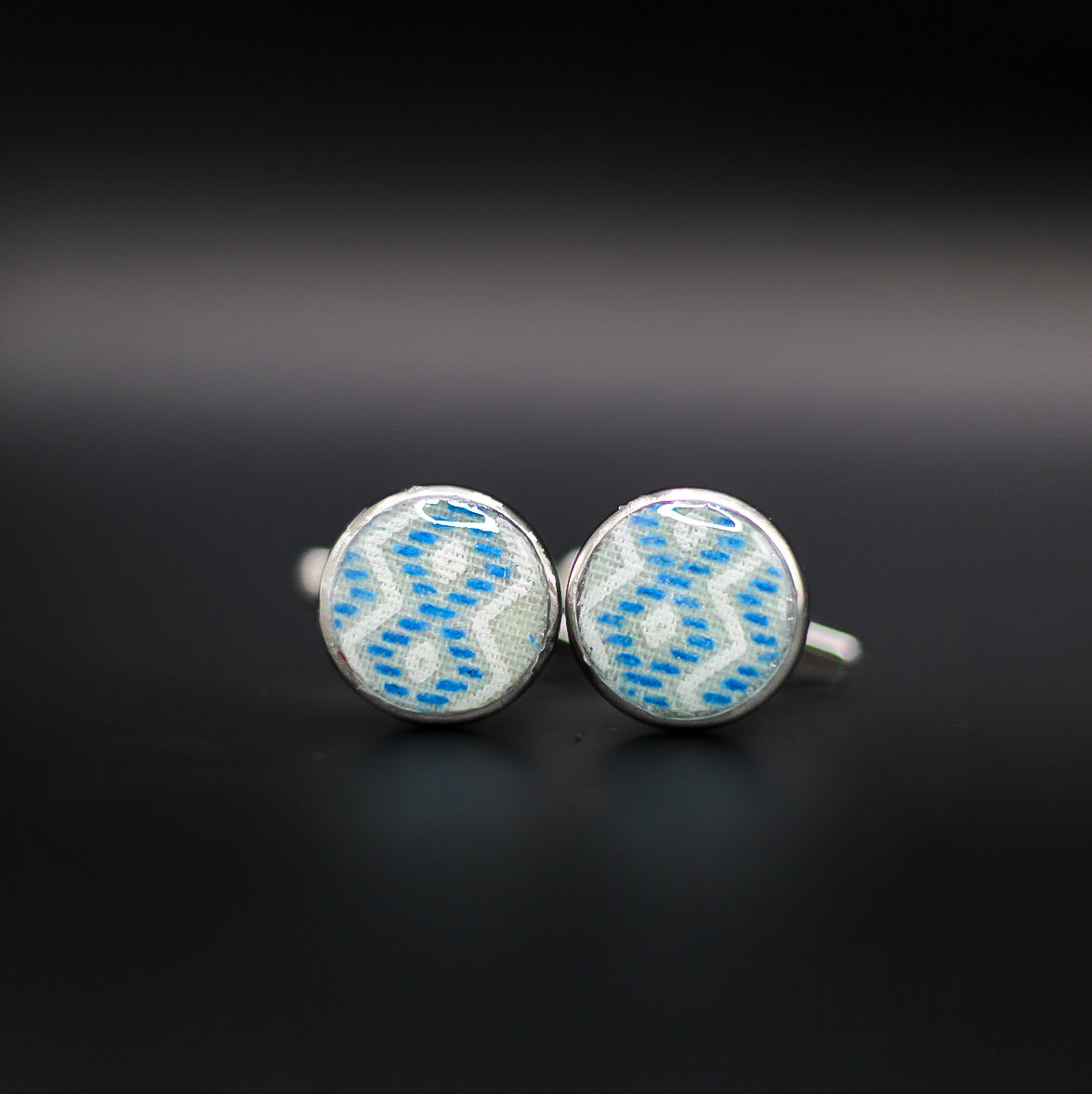 Sterling Silver Cufflinks Featuring Fabric From Elvis Owned Clothing With Letter Of Authenticity