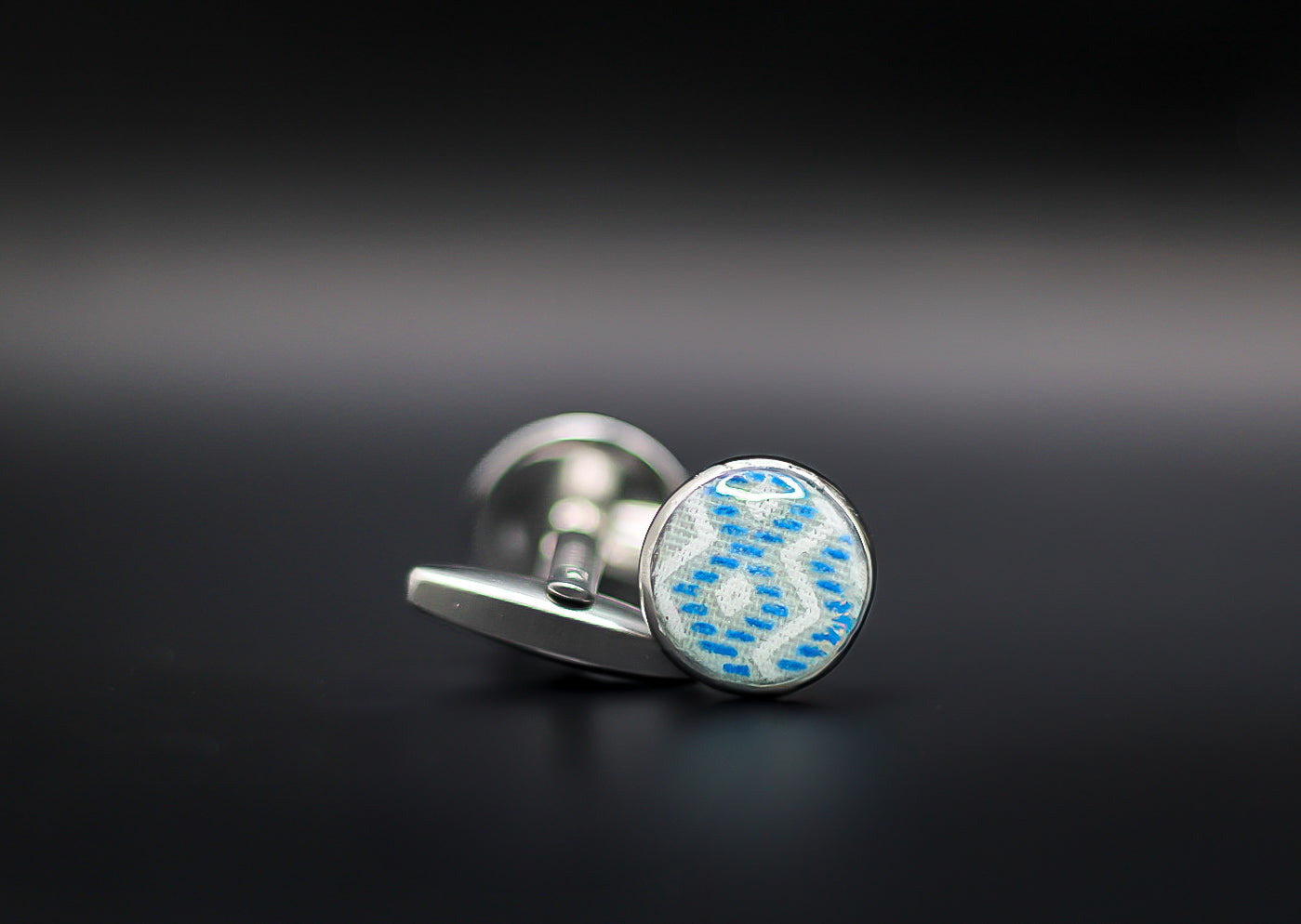Sterling Silver Cufflinks Featuring Fabric From Elvis Owned Clothing With Letter Of Authenticity