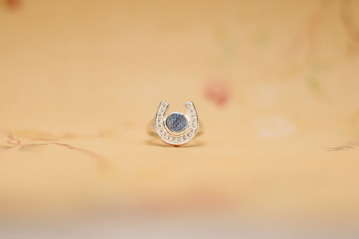Horseshoe Ring Featuring Fabric From Elvis Owned Clothing With Letter of Authenticity