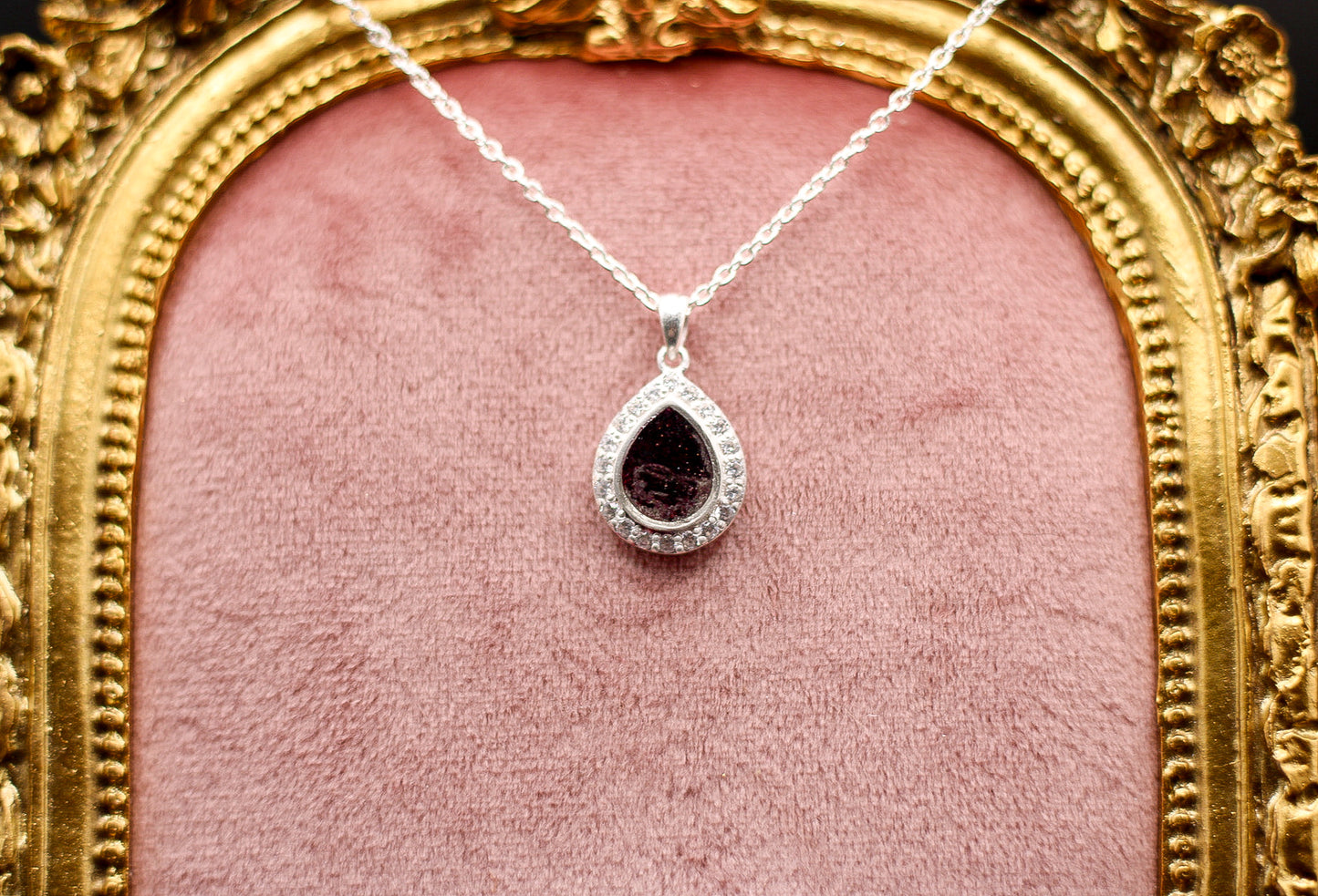 Pear Pendant Necklace Featuring Fabric From Elvis Owned Clothing With Letter of Authenticity