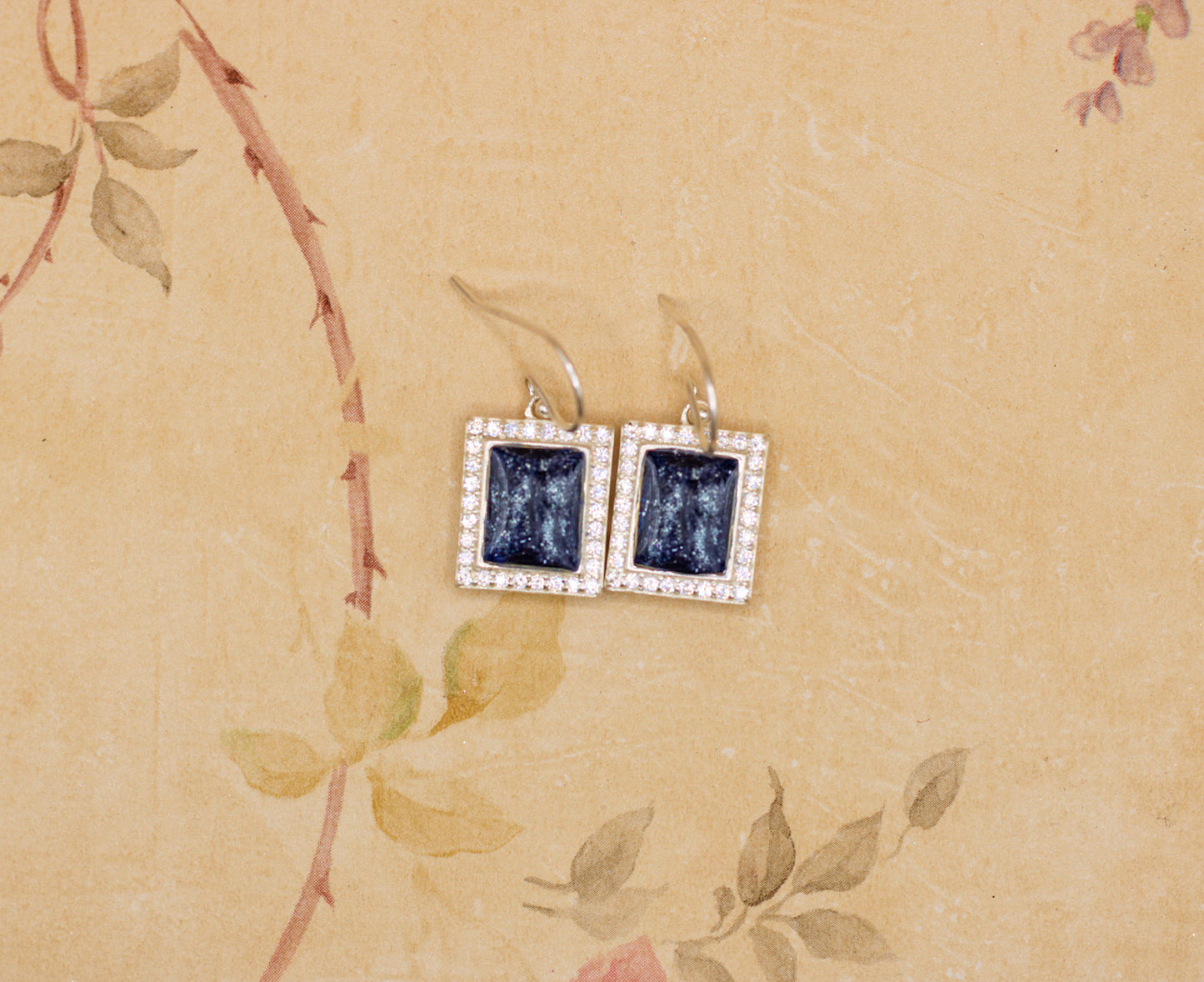 Rectangle Drop Earrings Featuring Fabric From Elvis Owned Clothing With Letter Of Authenticity