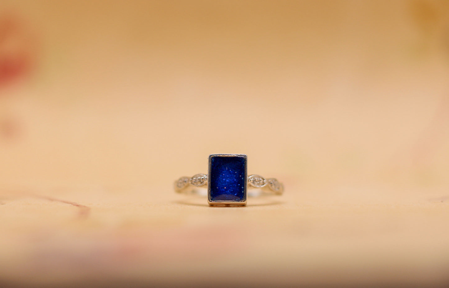 Women's Small Rectangle Ring Featuring Fabric From Elvis Owned Clothing With Letter of Authenticity