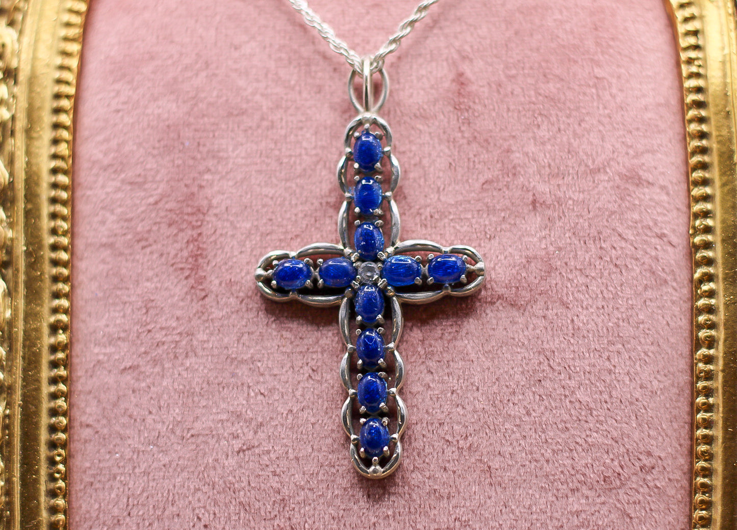 Men’s Vermeil Cross Featuring Fabric From Elvis Owned Clothing With Letter Of Authenticity