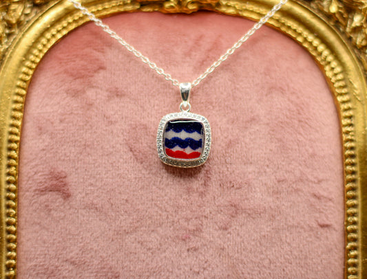 Square Pendant Necklace Featuring Fabric From Elvis Owned Clothing With Letter of Authenticity