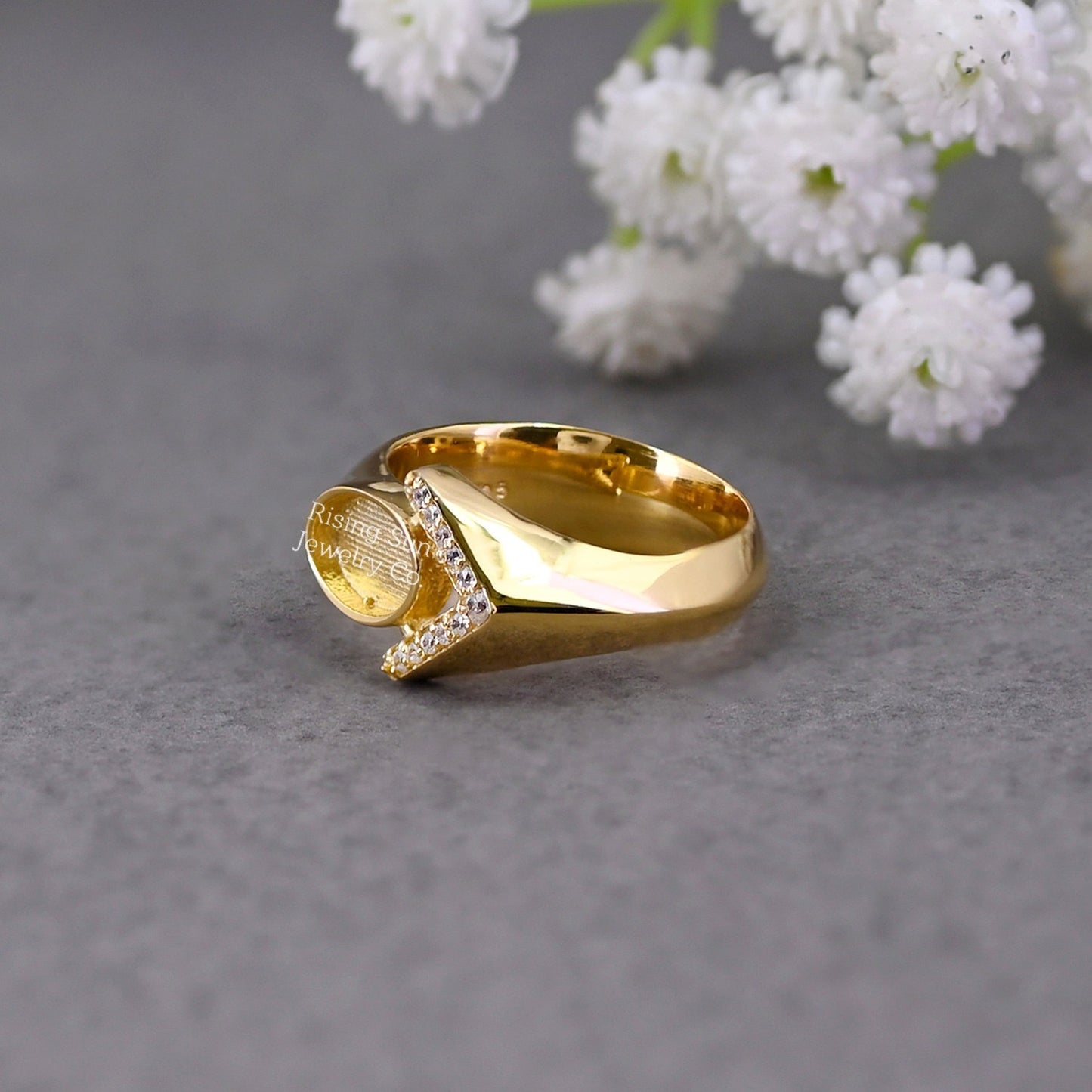 The 68 Special Collection-Men's Vermeil Replica Ring Featuring Fabric From Elvis Owned Clothing With Letter of Authenticity