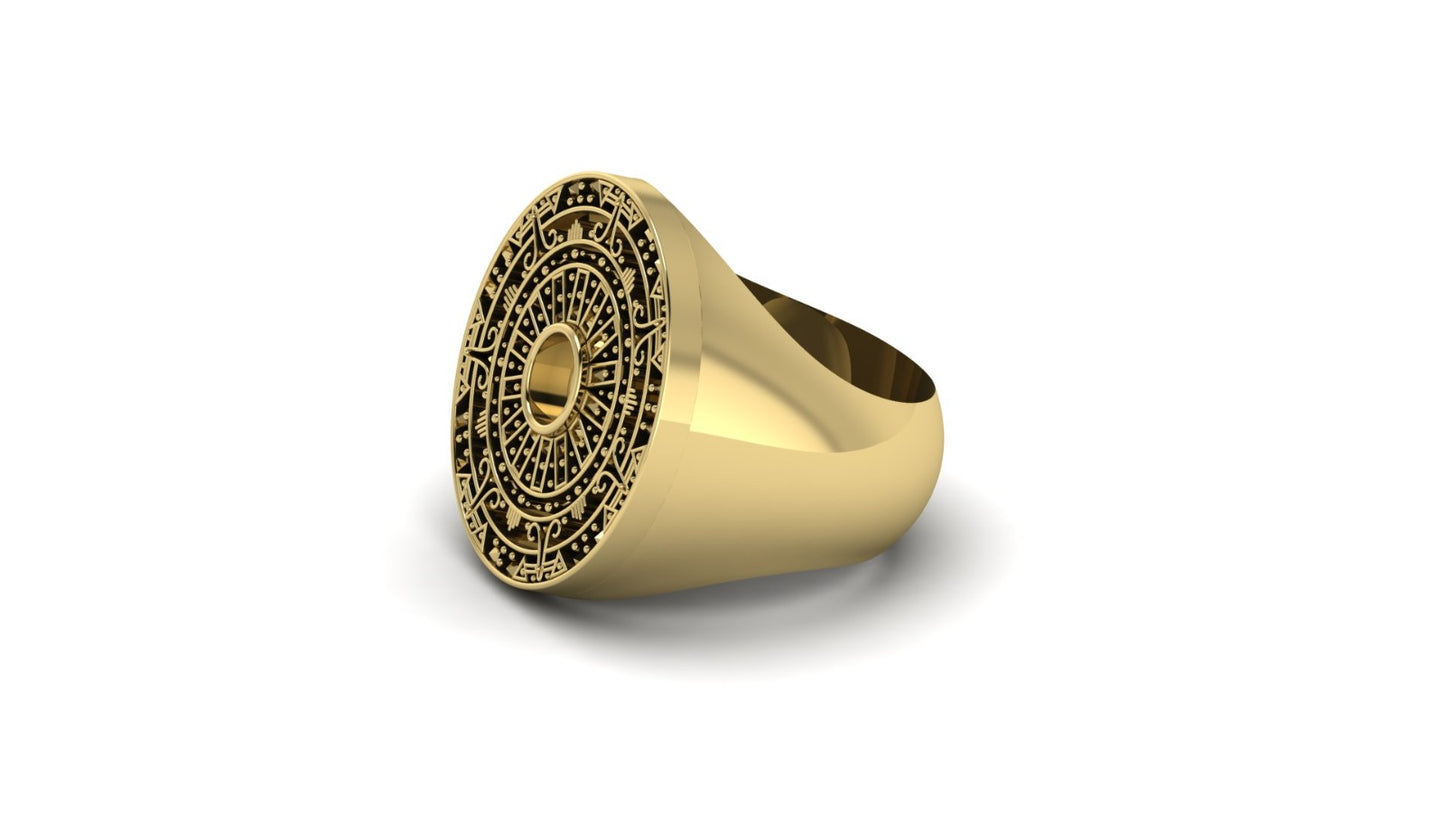 Men's Aztec ring featuring fabric from Elvis owned clothing with letter of authenticity