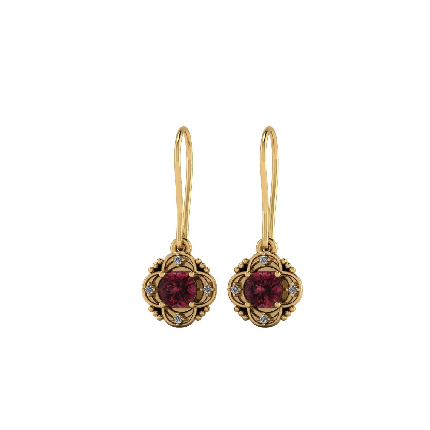 Legendary Garnet Crown Drop Earrings