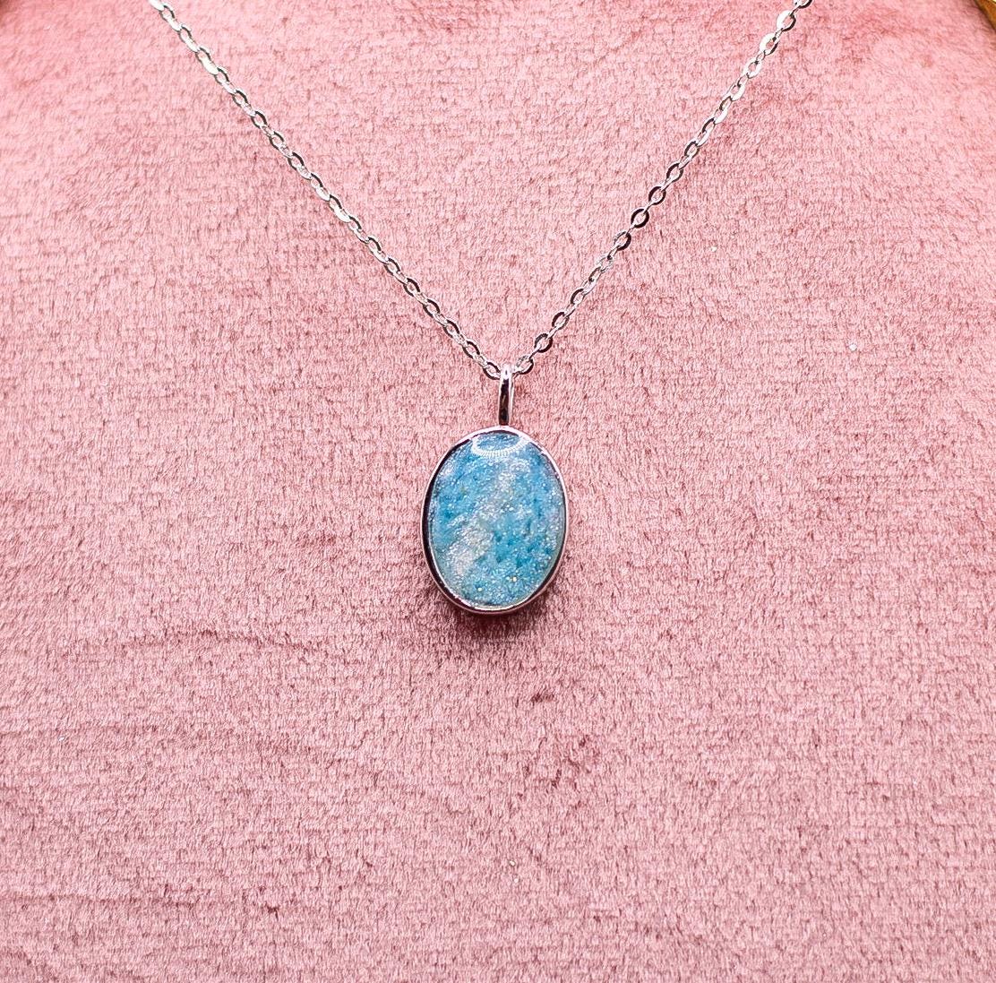 Oval Pendant Necklace Featuring Fabric From Elvis Owned Clothing With Letter of Authenticity