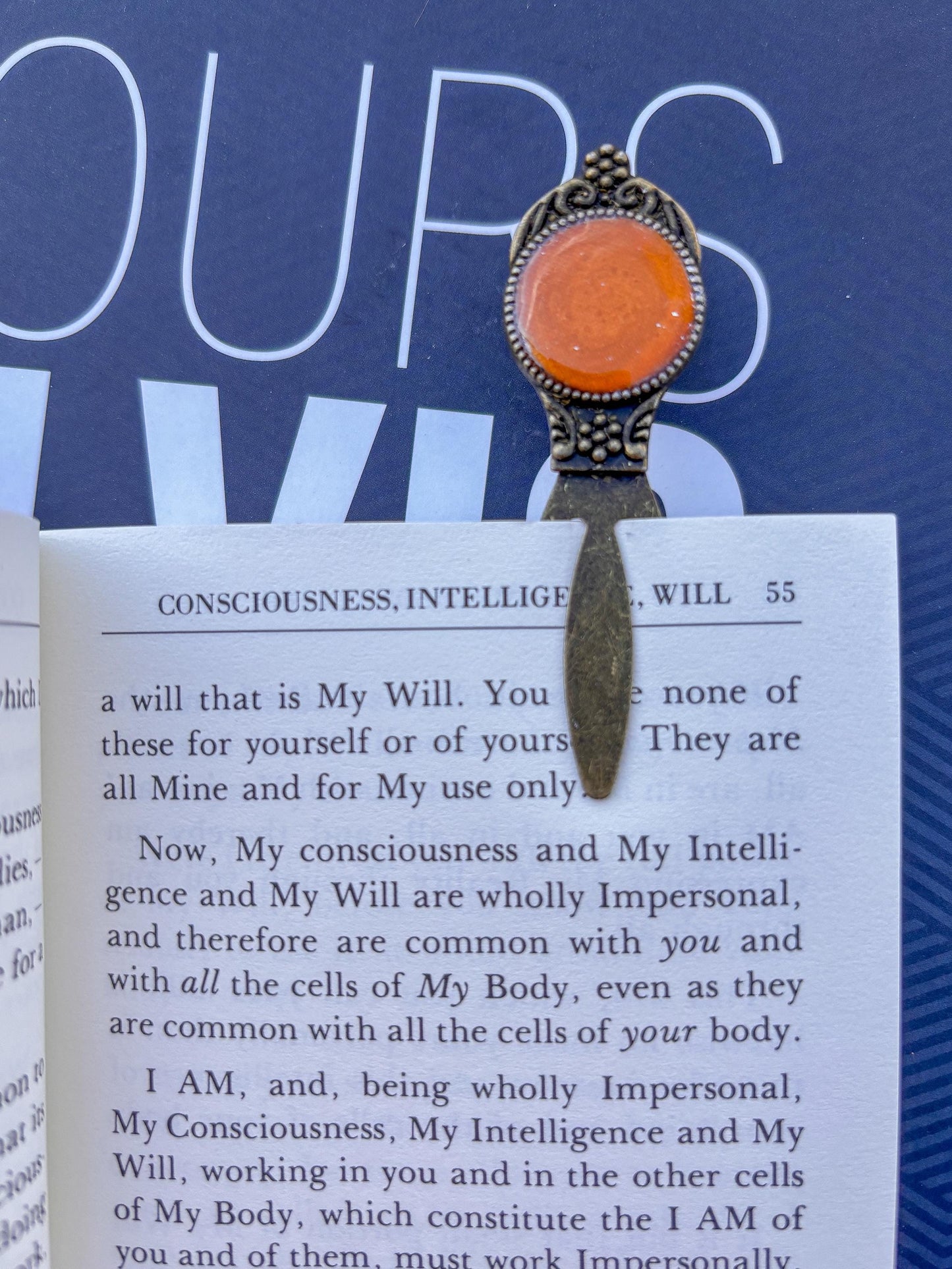 Antique Bronze Bookmark Featuring Fabric From Elvis Owned Clothing With Letter Of Authenticity