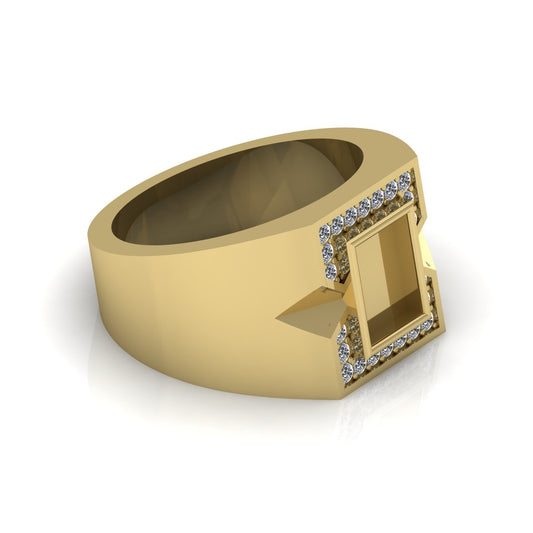 Men's rectangle ring featuring fabric from Elvis owned clothing with letter of authenticity