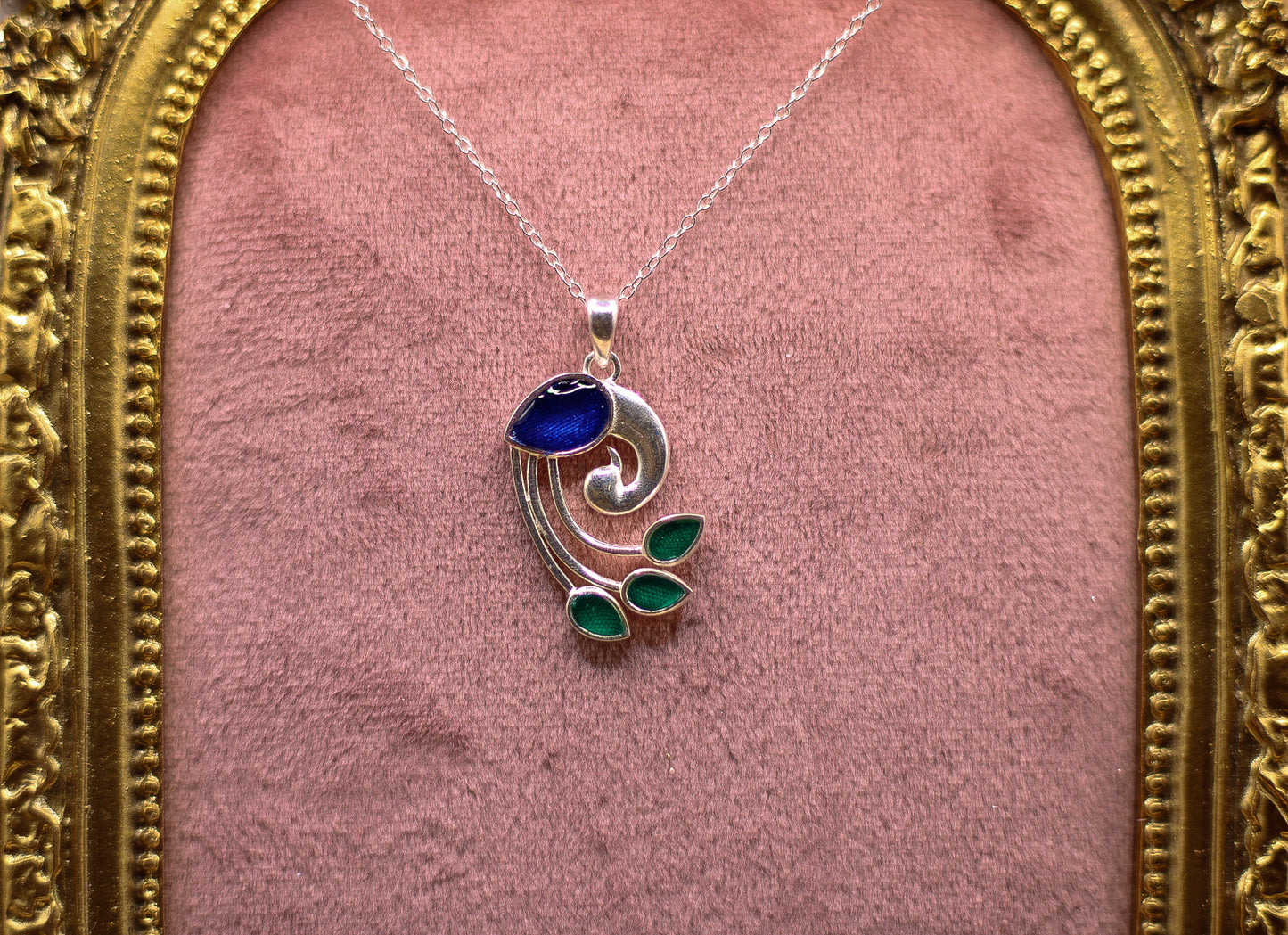 The Peacock- Pendant Necklace Featuring Fabric From Elvis Owned Clothing With Letter of Authenticity