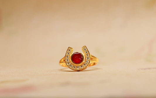 Horseshoe Ring Featuring Fabric From Elvis Owned Clothing With Letter of Authenticity
