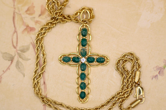 Men’s Vermeil Cross Featuring Fabric From Elvis Owned Clothing With Letter Of Authenticity