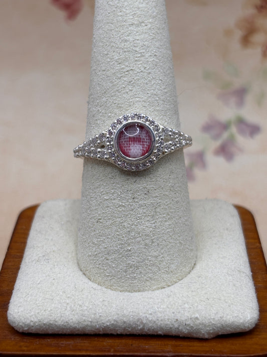 Round Halo Ring featuring fabric from Elvis owned clothing