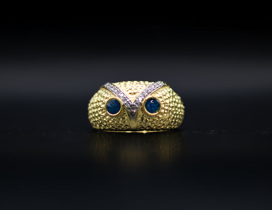 Unisex Custom Owl Ring featuring fabric from Elvis owned clothing with letter of authenticity