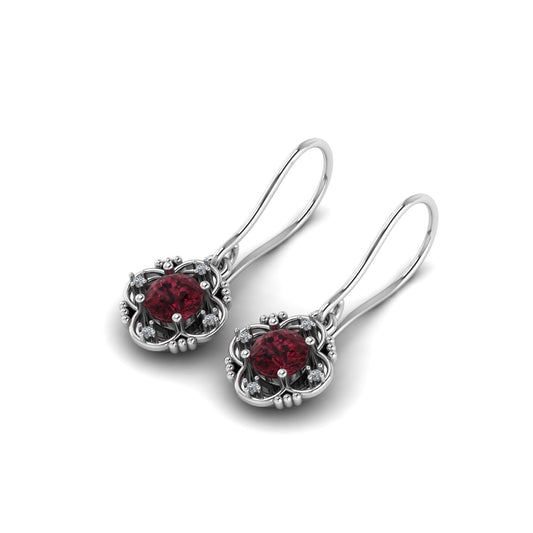 Legendary Garnet Crown Drop Earrings