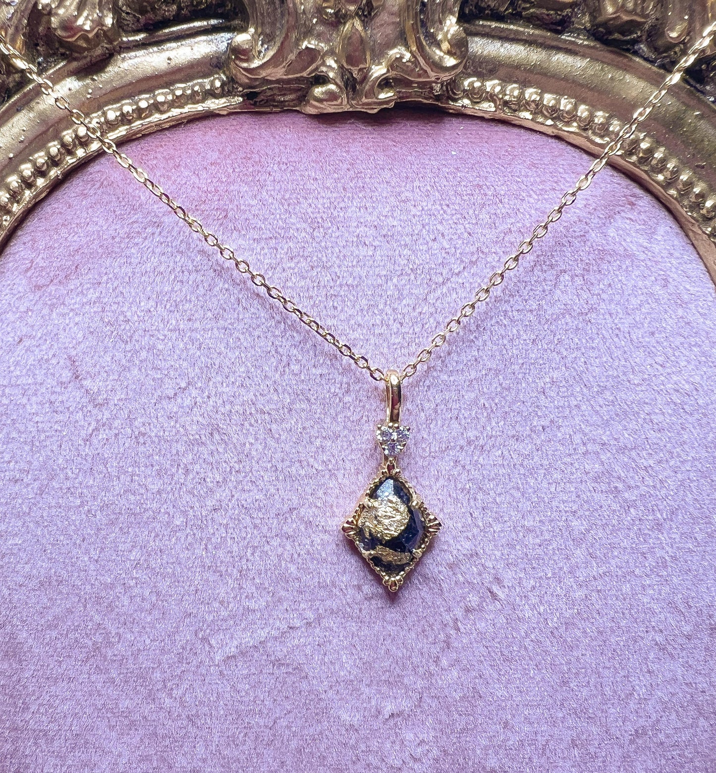 Vintage Style Gold Plated Pendant Necklace Featuring Fabric From Elvis Owned Clothing With Letter of Authenticity