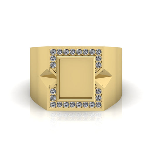 Men's rectangle ring featuring fabric from Elvis owned clothing with letter of authenticity