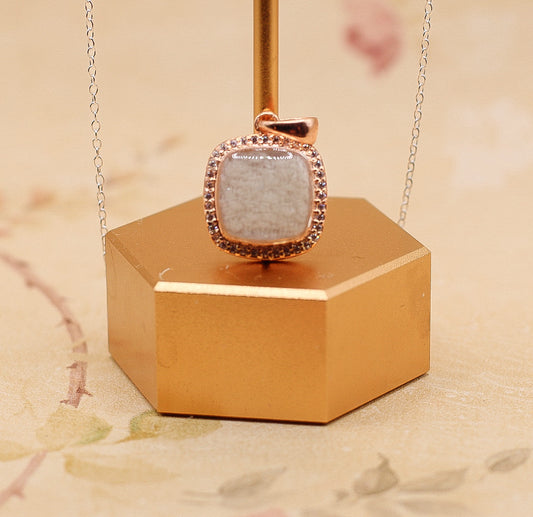 Ready to Ship Square Pendant Necklace featuring fabric from Elvis owned clothing with letter of authenticity.