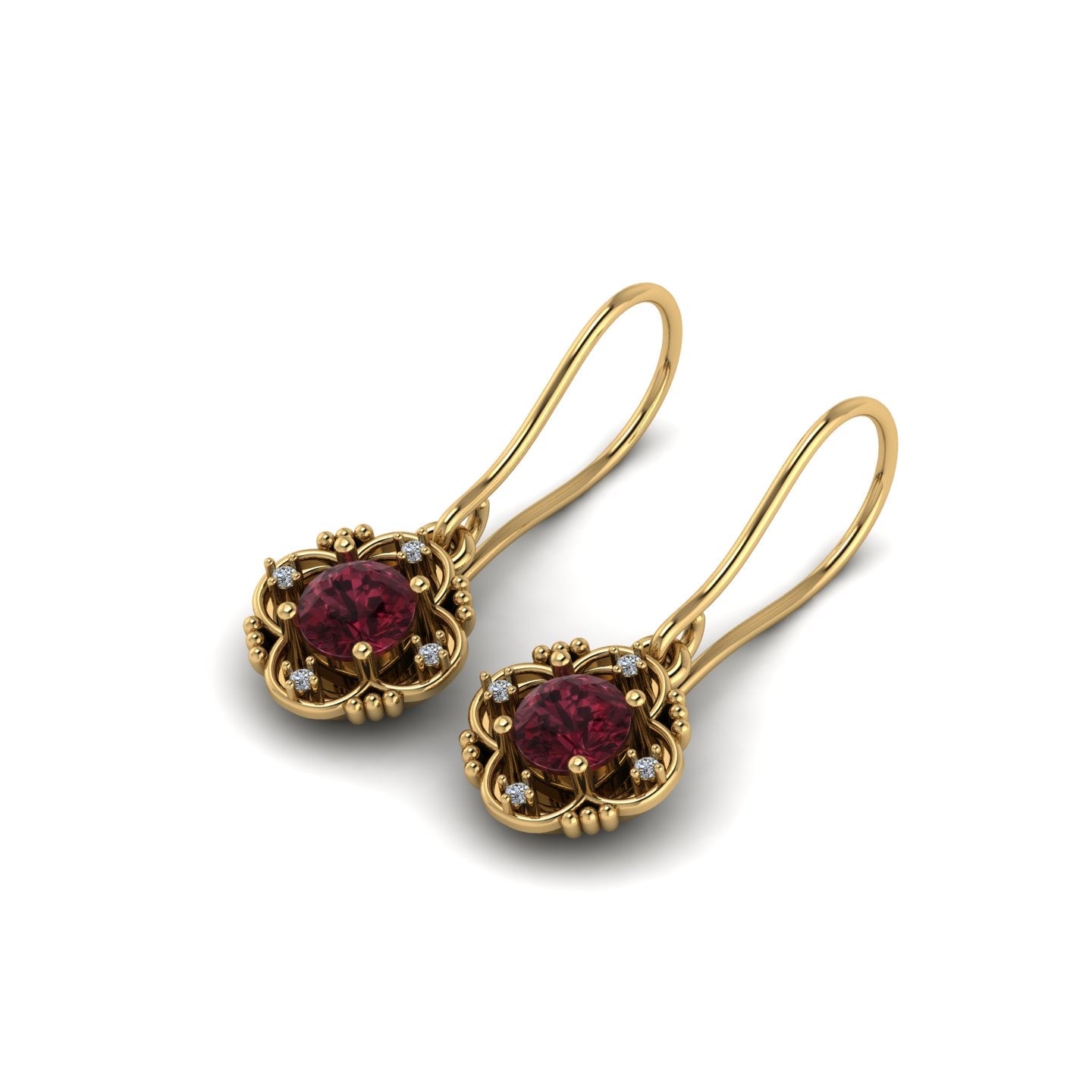 Legendary Garnet Crown Drop Earrings