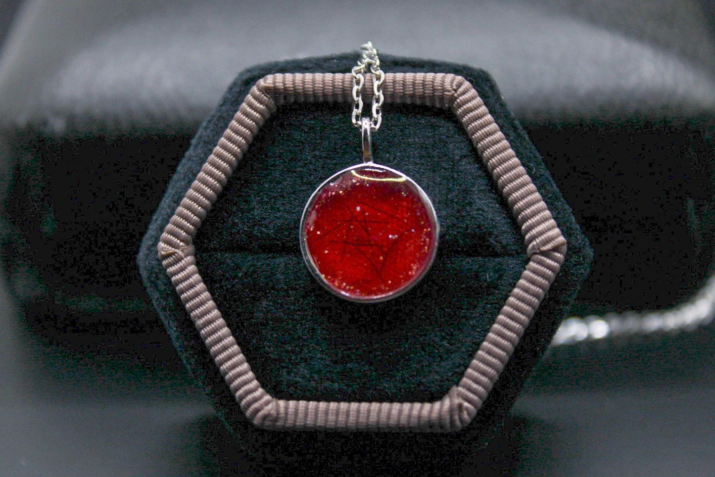 Round Pendant Necklace Featuring Fabric From Elvis Owned Clothing With Letter of Authenticity