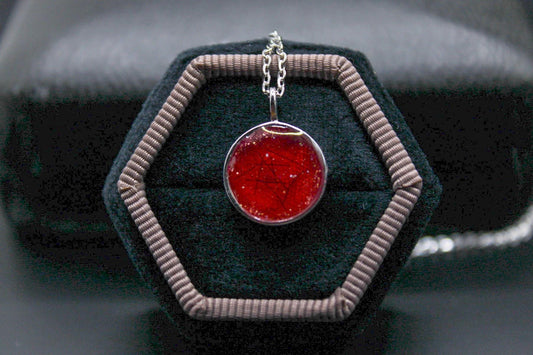 Round Pendant Necklace Featuring Fabric From Elvis Owned Clothing With Letter of Authenticity