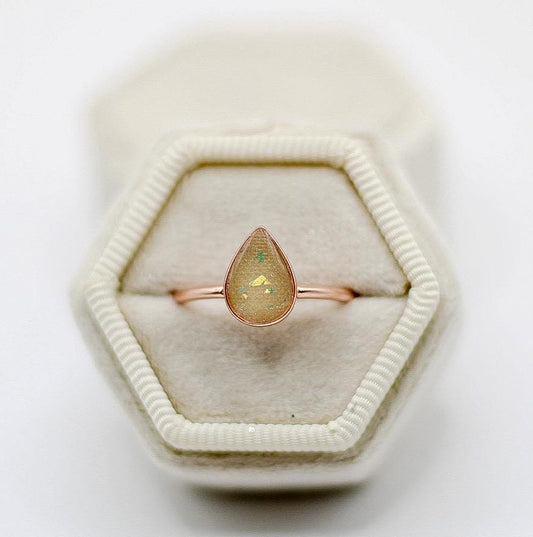 Pear Memorial Ring for Ashes, Hair, Fabric, Breastmilk