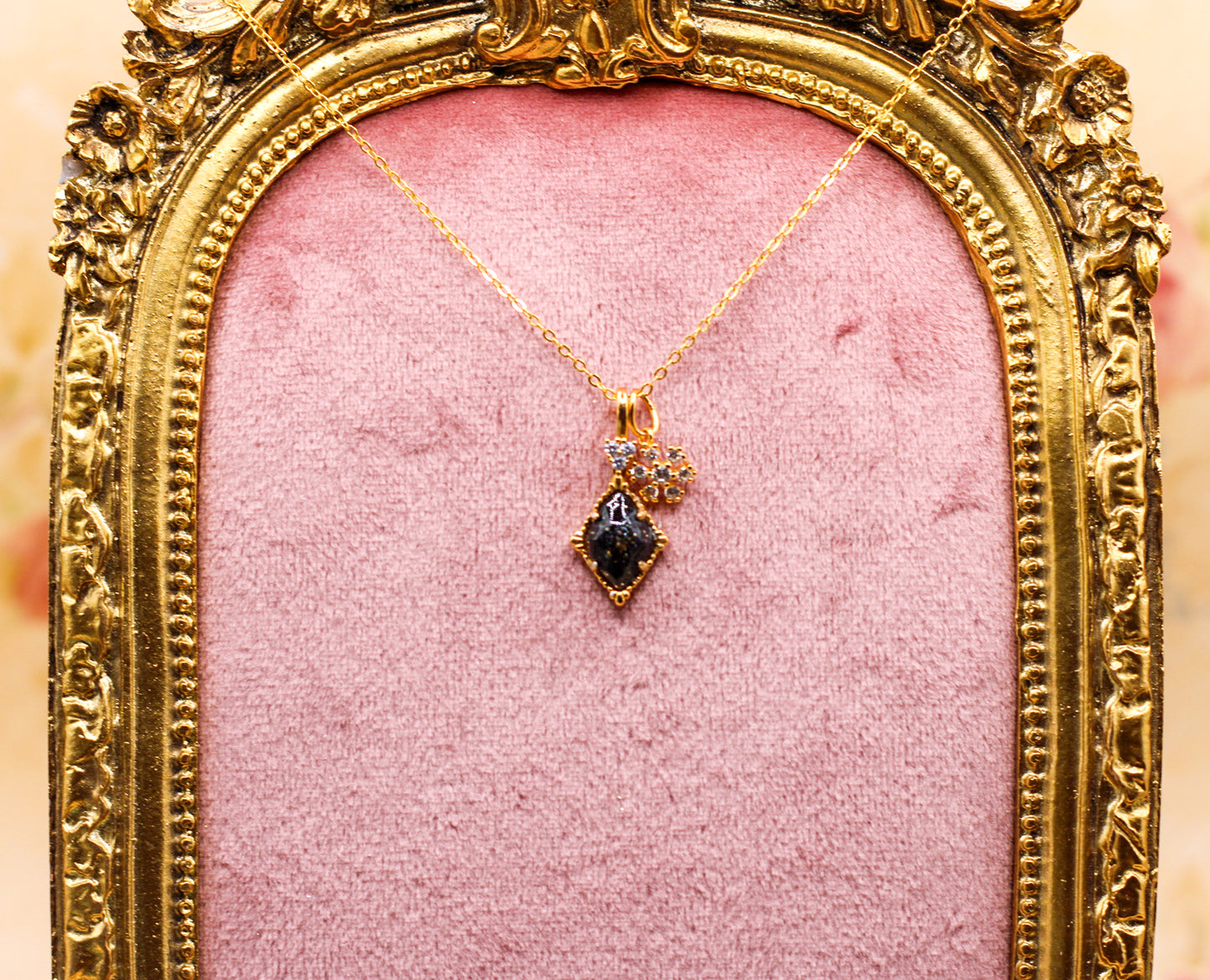 Vintage Style Gold Plated Pendant Necklace Featuring Fabric From Elvis Owned Clothing With Letter of Authenticity