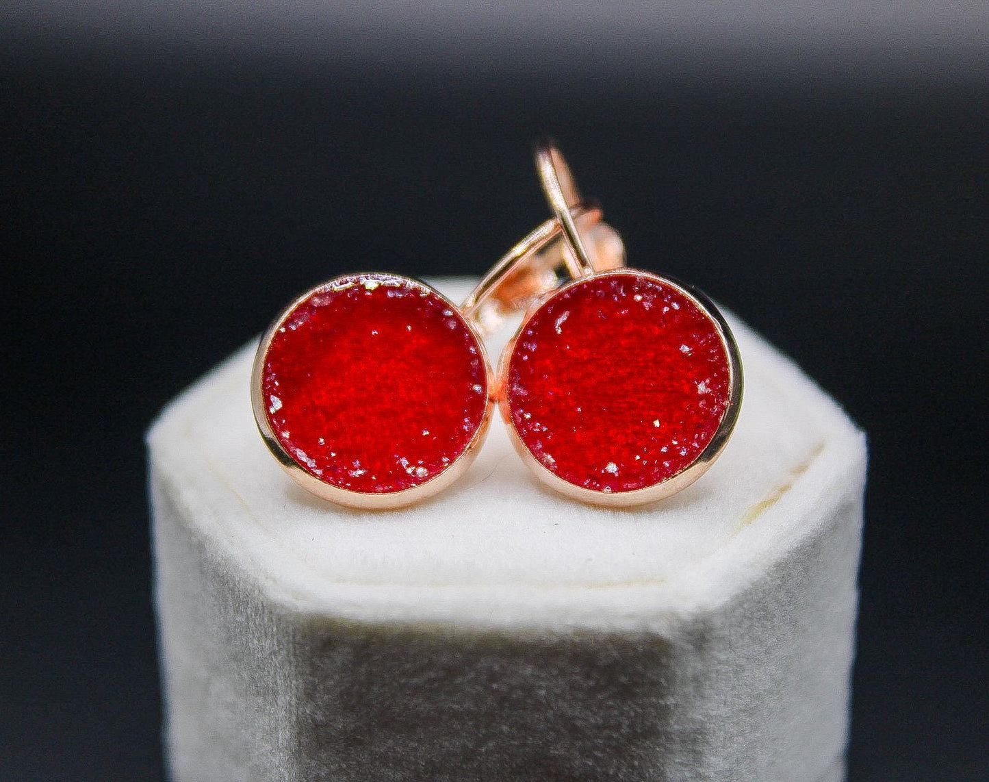Ready To Ship Rose Gold Drop Leverback Earrings Featuring Fabric From Elvis Owned Clothing With Letter Of Authenticity