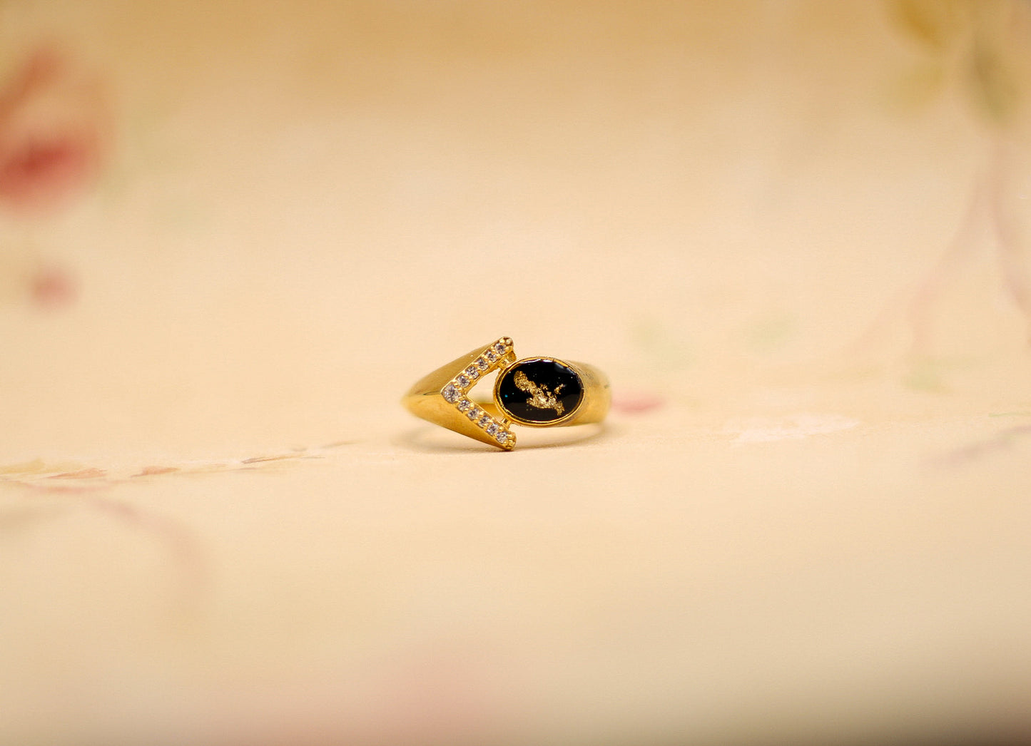 The 68 Special Collection-Women’s Vermeil Ring Featuring Fabric From Elvis Owned Clothing With Letter of Authenticity