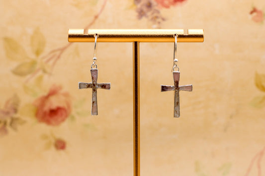 Women’s Cross Drop Earrings Featuring Fabric From Elvis Owned Clothing With Letter Of Authenticity