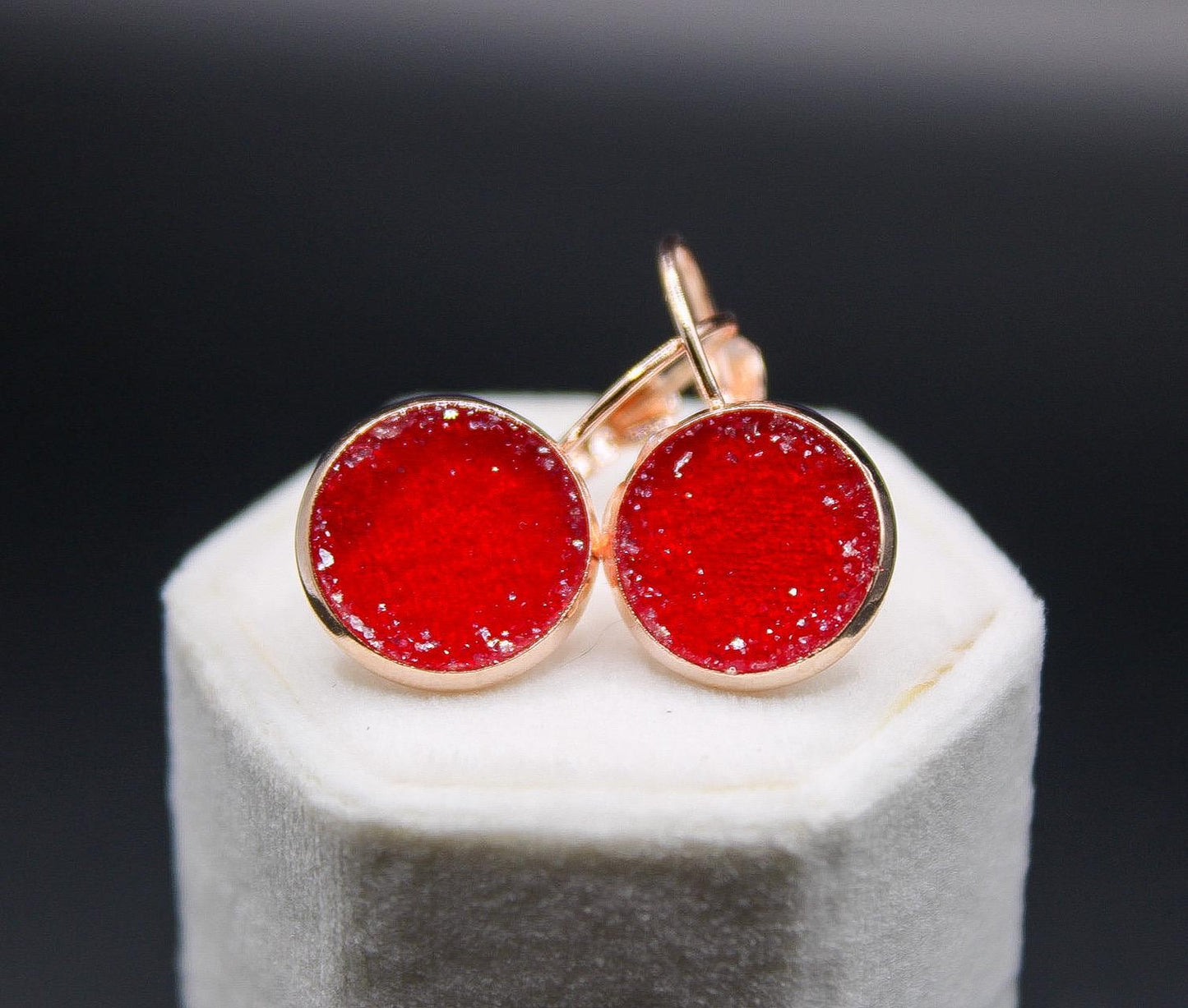 Ready To Ship Rose Gold Drop Leverback Earrings Featuring Fabric From Elvis Owned Clothing With Letter Of Authenticity