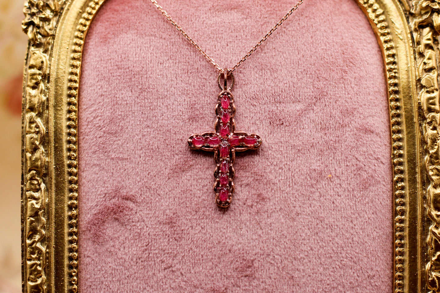 Women’s Vermeil Cross Pendant Necklace Featuring Elvis Owned Clothing With Letter of Authenticity