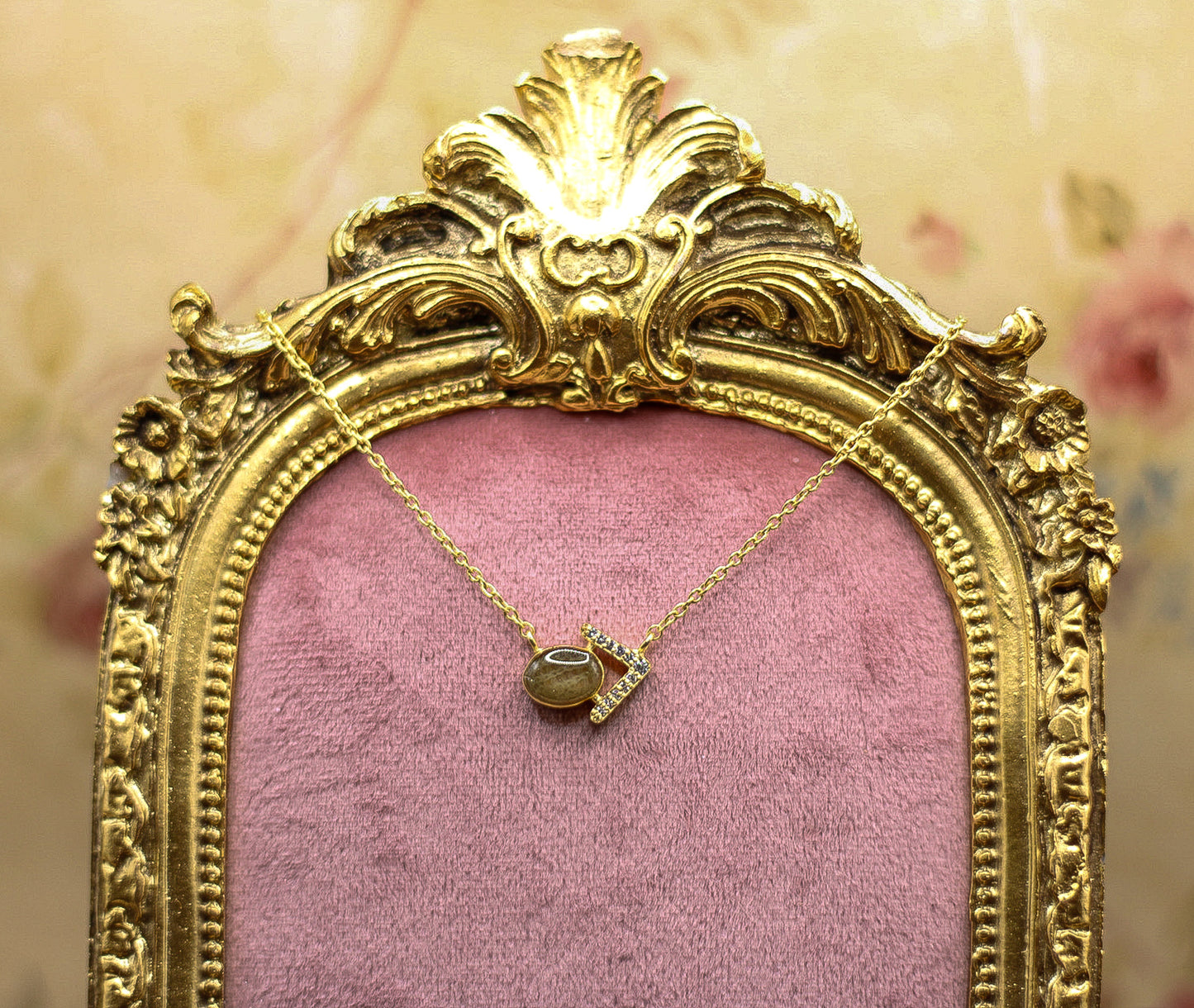 The 68 Special Collection-Custom Vermeil Pendant Necklace Featuring Fabric From Elvis Owned Clothing With Letter of Authenticity