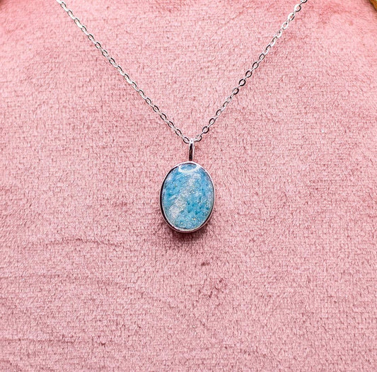 Oval Memorial Necklace for Ashes, Hair, Fabric, Breastmilk